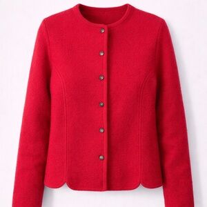 Red Vintage Carroll Reed 100% Wool Button-Up Cardigan